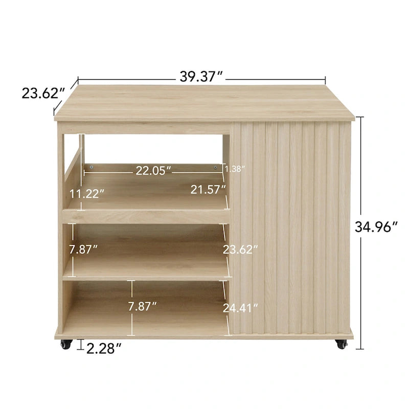 Rolling Kitchen Island with Drawer, Wine Rack and Lockable Casters