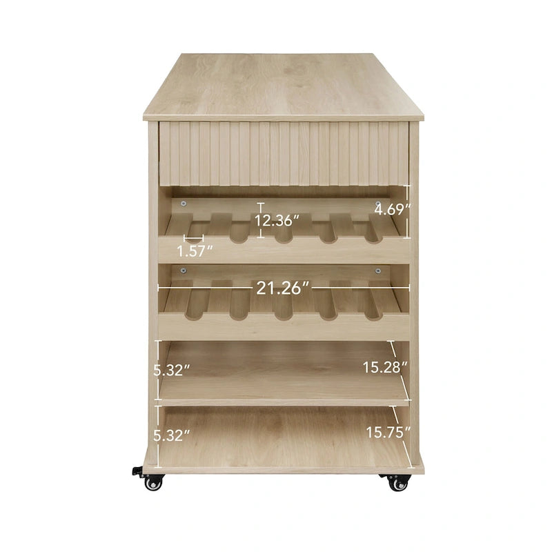 Rolling Kitchen Island with Drawer, Wine Rack and Lockable Casters