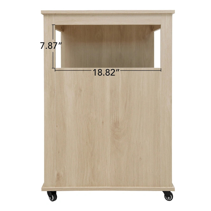 Rolling Kitchen Island with Drawer, Wine Rack and Lockable Casters