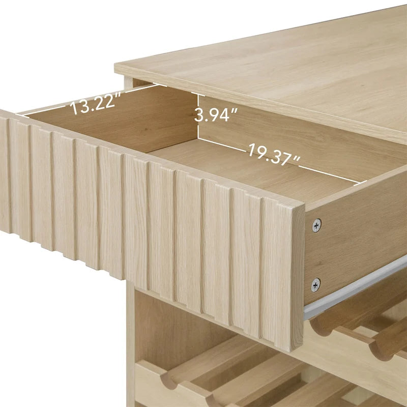 Rolling Kitchen Island with Drawer, Wine Rack and Lockable Casters