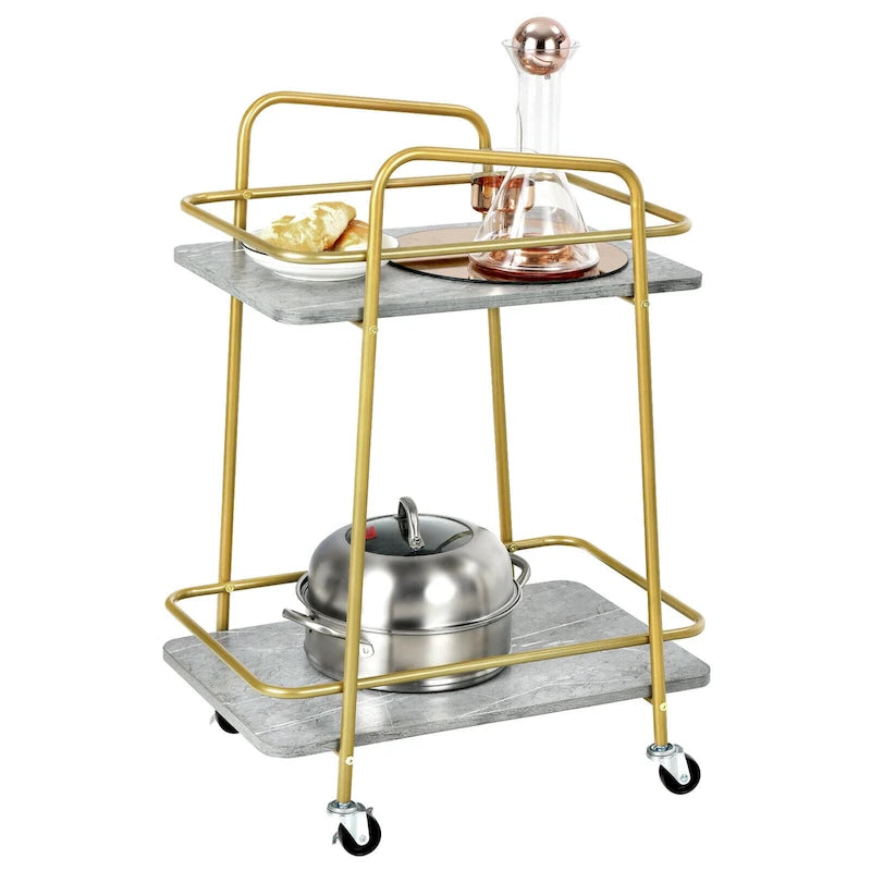 Carrito utilitario de servicio dorado con ruedas