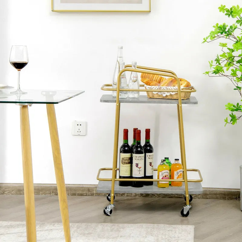Carrito utilitario de servicio dorado con ruedas