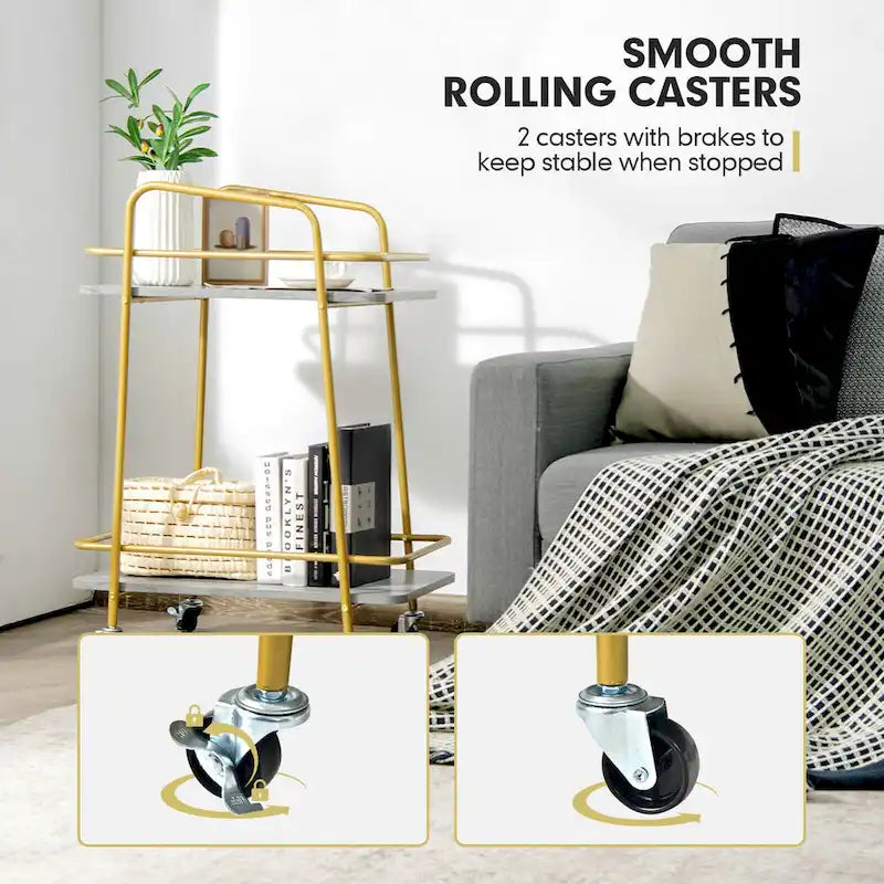 Carrito utilitario de servicio dorado con ruedas