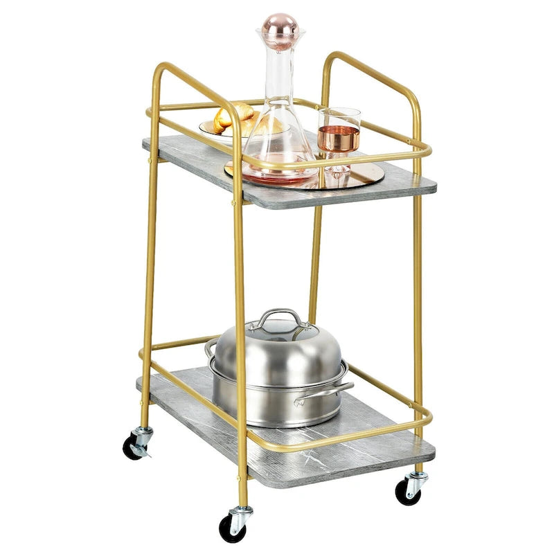 Carrito utilitario de servicio dorado con ruedas