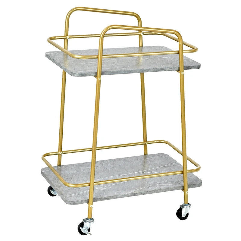 Carrito utilitario de servicio dorado con ruedas