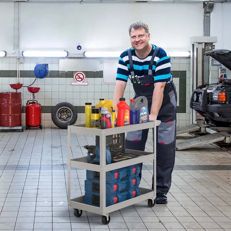 Metalen utilitywagen met 3 niveaus en draagvermogen van 400 LBS