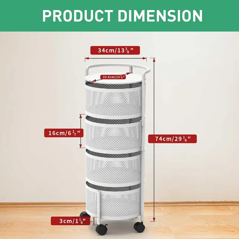 Cesta giratoria de almacenamiento de varios niveles con ruedas para organizar la cocina