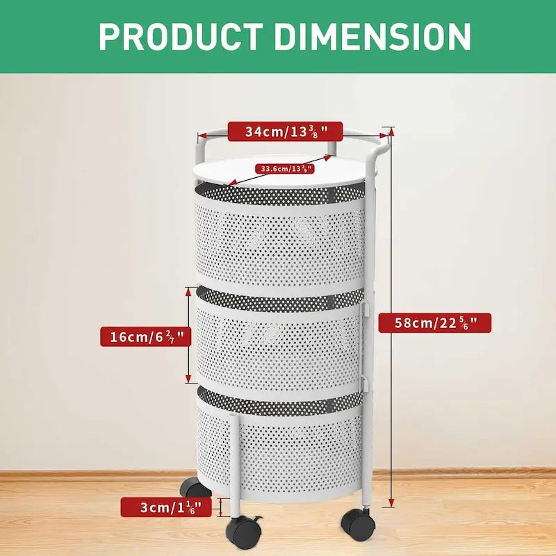 Panier de rangement rotatif à plusieurs niveaux avec roulettes pour organiser la cuisine