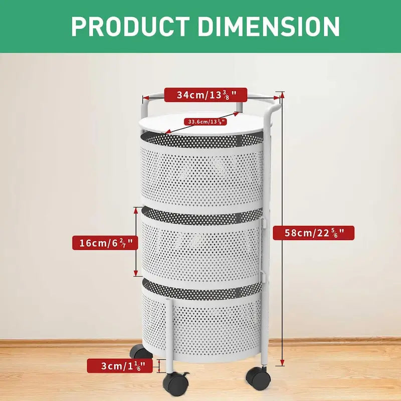 Cesta giratoria de almacenamiento de varios niveles con ruedas para organizar la cocina