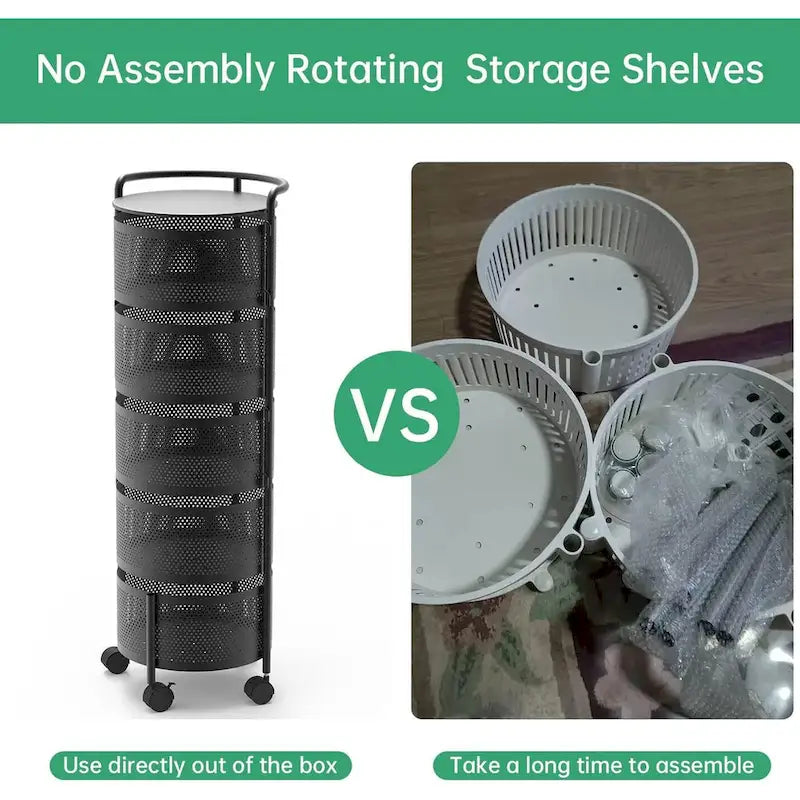 Cesta giratoria de almacenamiento de varios niveles con ruedas para organizar la cocina