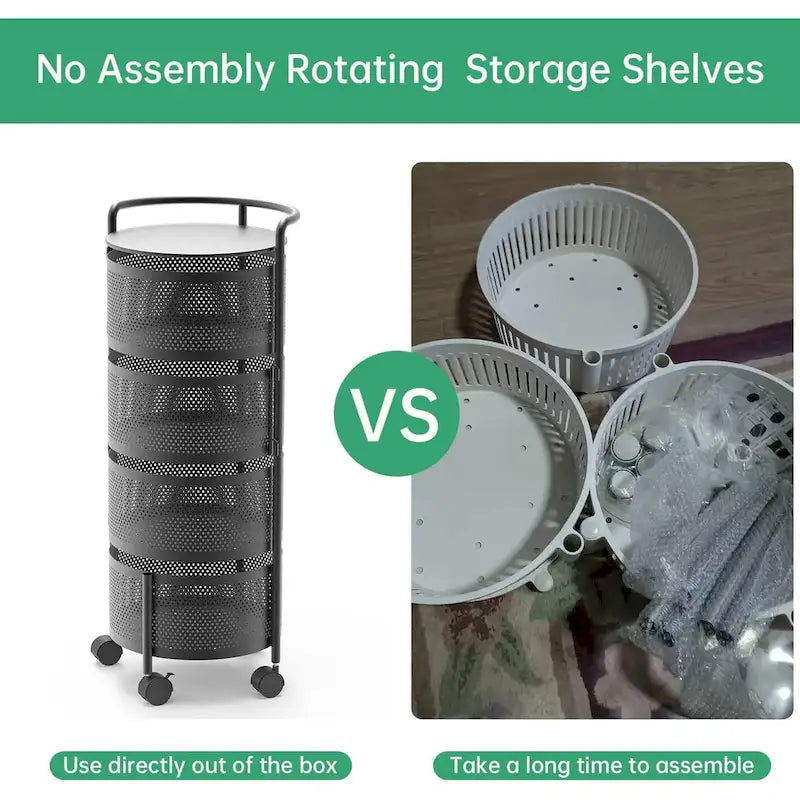Cesta giratoria de almacenamiento de varios niveles con ruedas para organizar la cocina