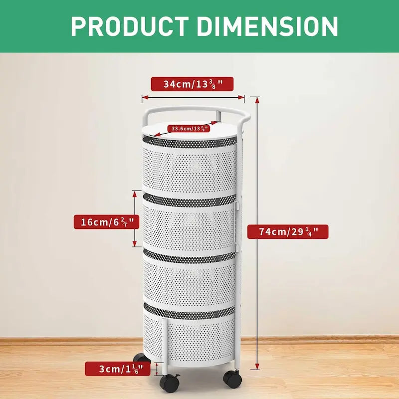 Cesta giratoria de almacenamiento de varios niveles con ruedas para organizar la cocina