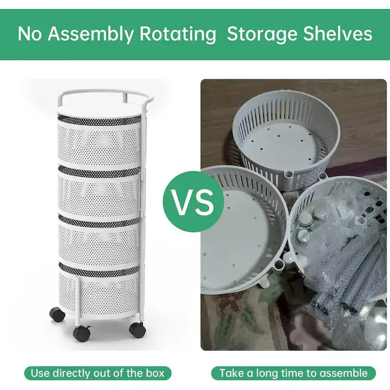 Cesta giratoria de almacenamiento de varios niveles con ruedas para organizar la cocina