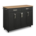 Desserte de cuisine en bois noir avec rangement - 51 x 19 x 36 pouces