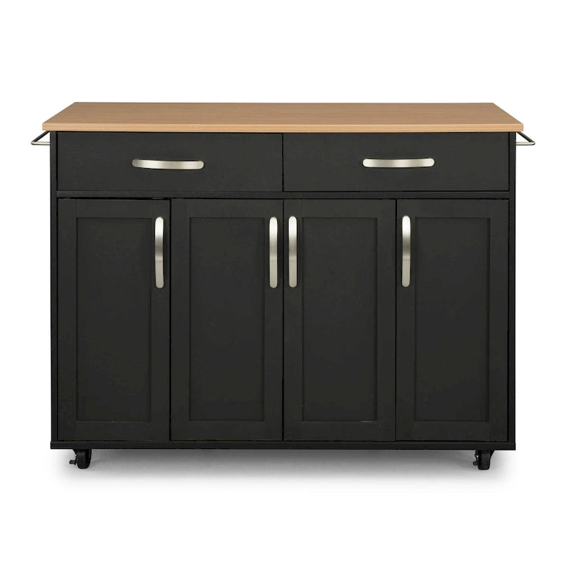 Desserte de cuisine en bois noir avec rangement - 51 x 19 x 36 pouces