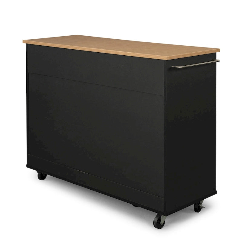 Carrito de cocina de madera negra con almacenamiento - 51 x 19 x 36 pulgadas