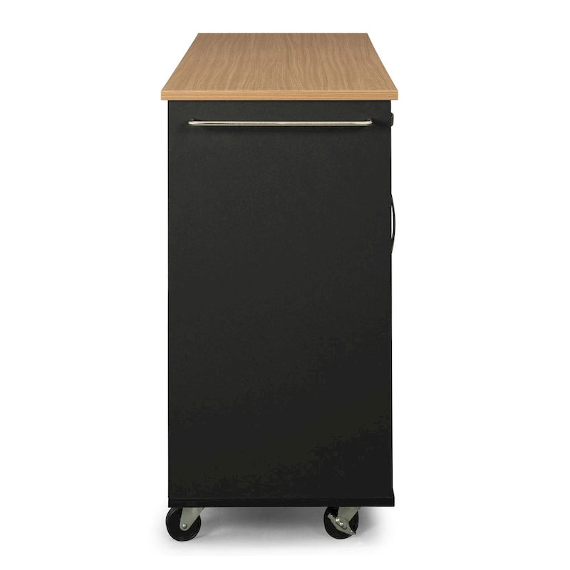 Carrito de cocina de madera negra con almacenamiento - 51 x 19 x 36 pulgadas