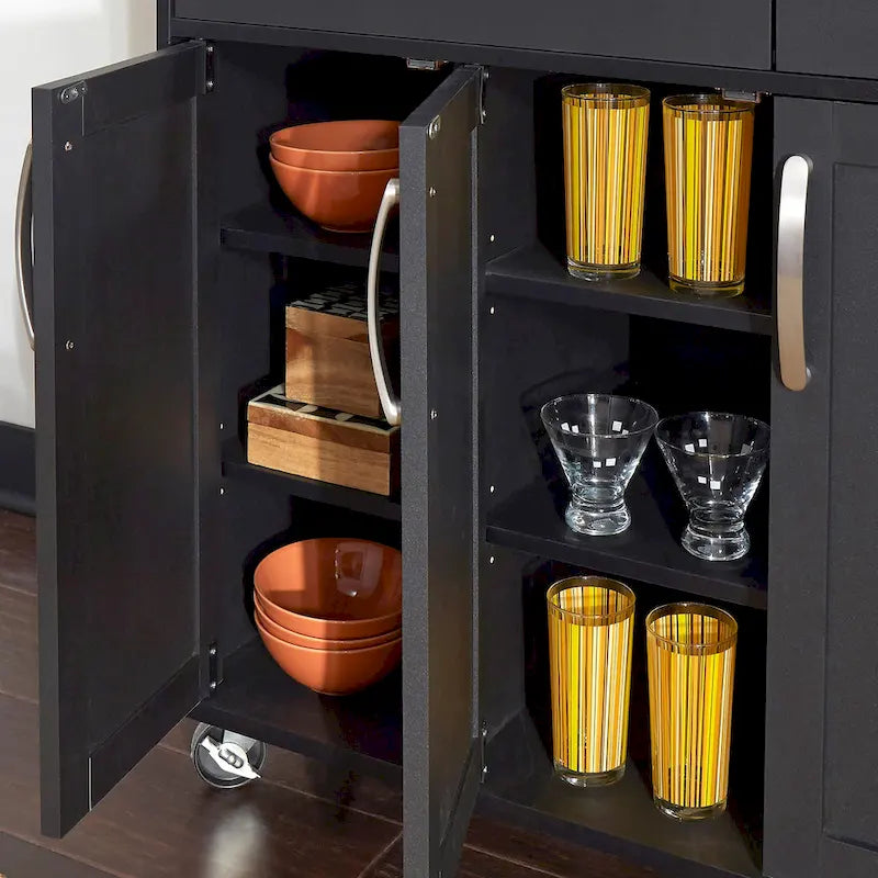 Desserte de cuisine en bois noir avec rangement - 51 x 19 x 36 pouces