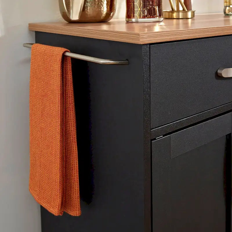 Desserte de cuisine en bois noir avec rangement - 51 x 19 x 36 pouces