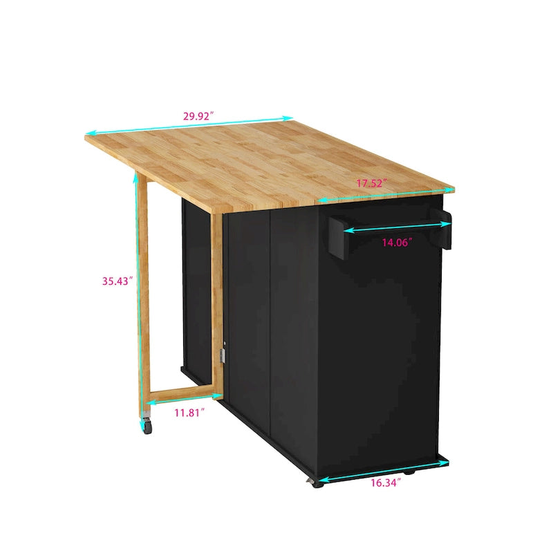 Carrito isla de cocina con armario de 2 puertas