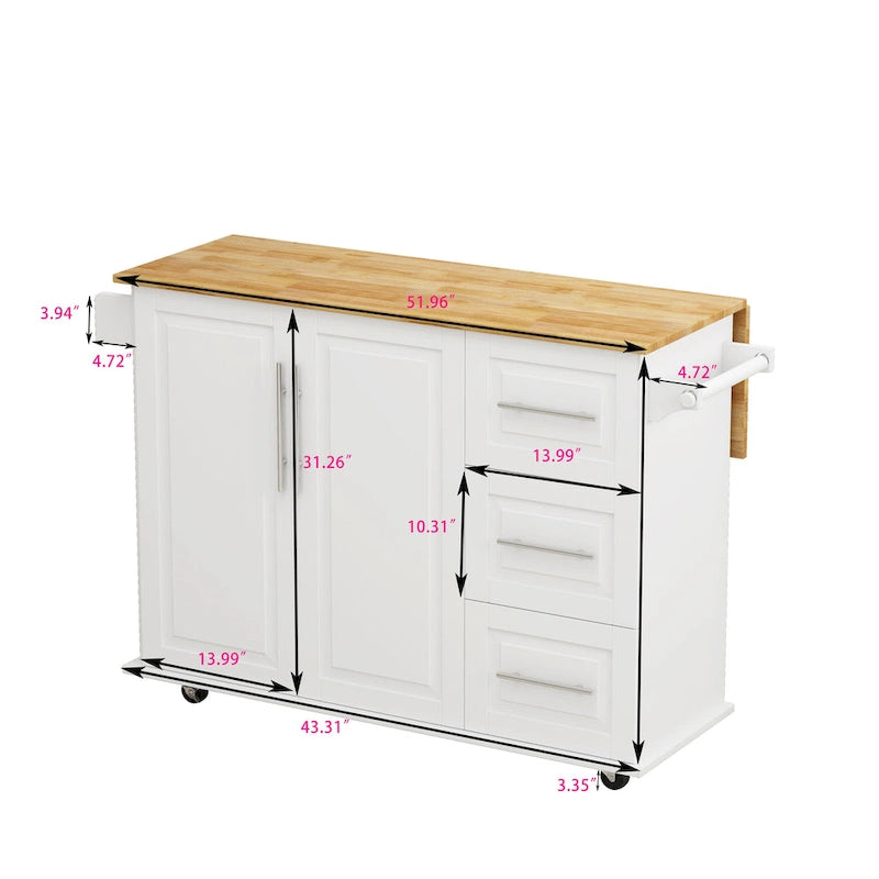 Carrito isla de cocina con armario de 2 puertas