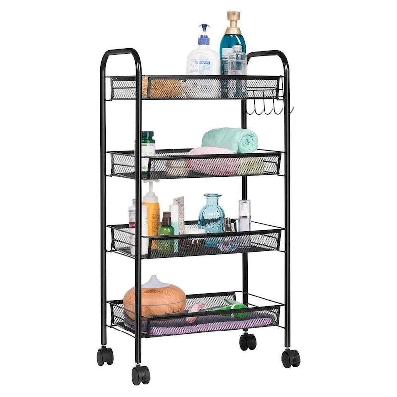 Estantería metálica de almacenamiento con ruedas y 4 niveles para cocina