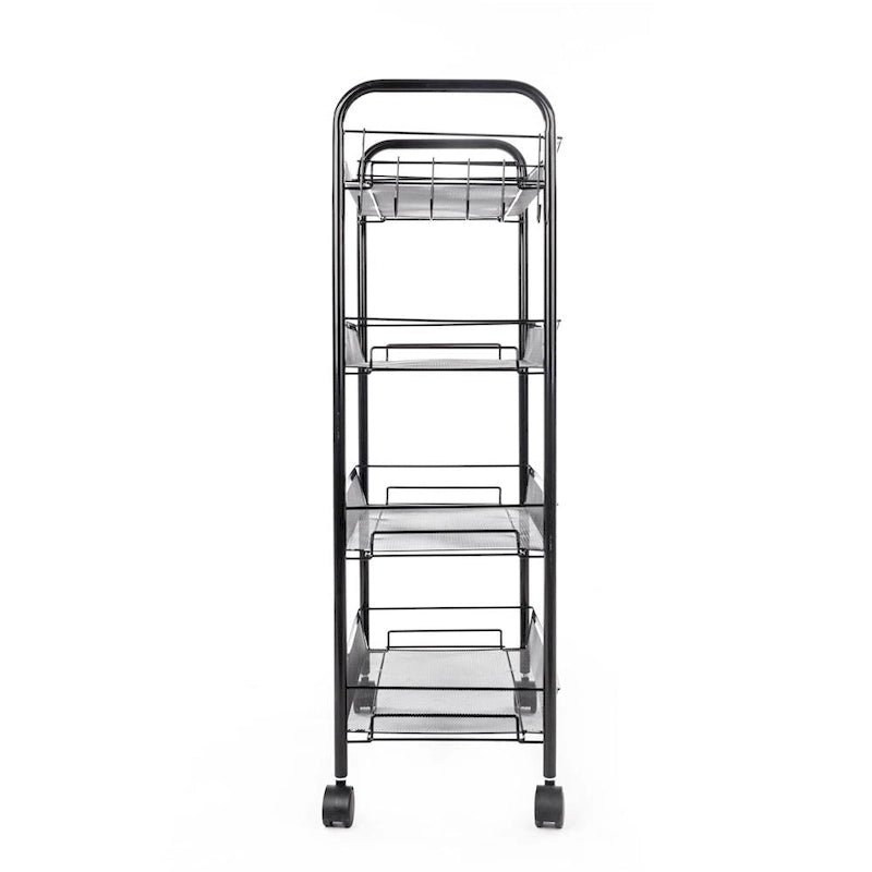 Scaffale metallico portaoggetti da cucina con ruote, a 4 ripiani