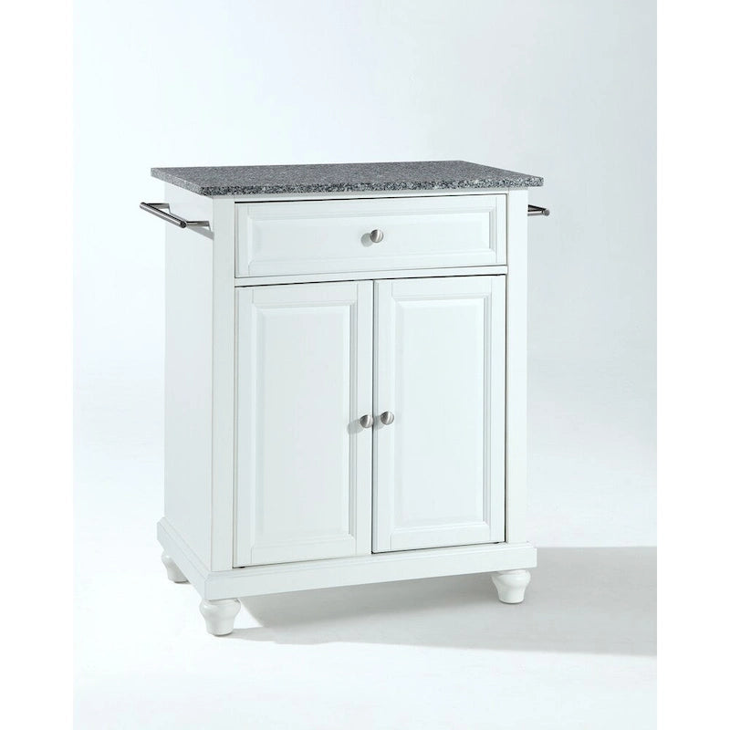 Tragbare Kücheninsel mit massiver Granitplatte, weißes Finish - 31W x 18D x 35H Zoll