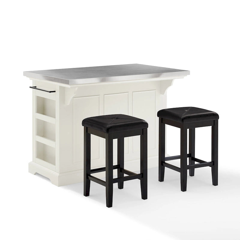 Îlot de cuisine avec tabourets carrés rembourrés - 53P x 50L x 36H pouces