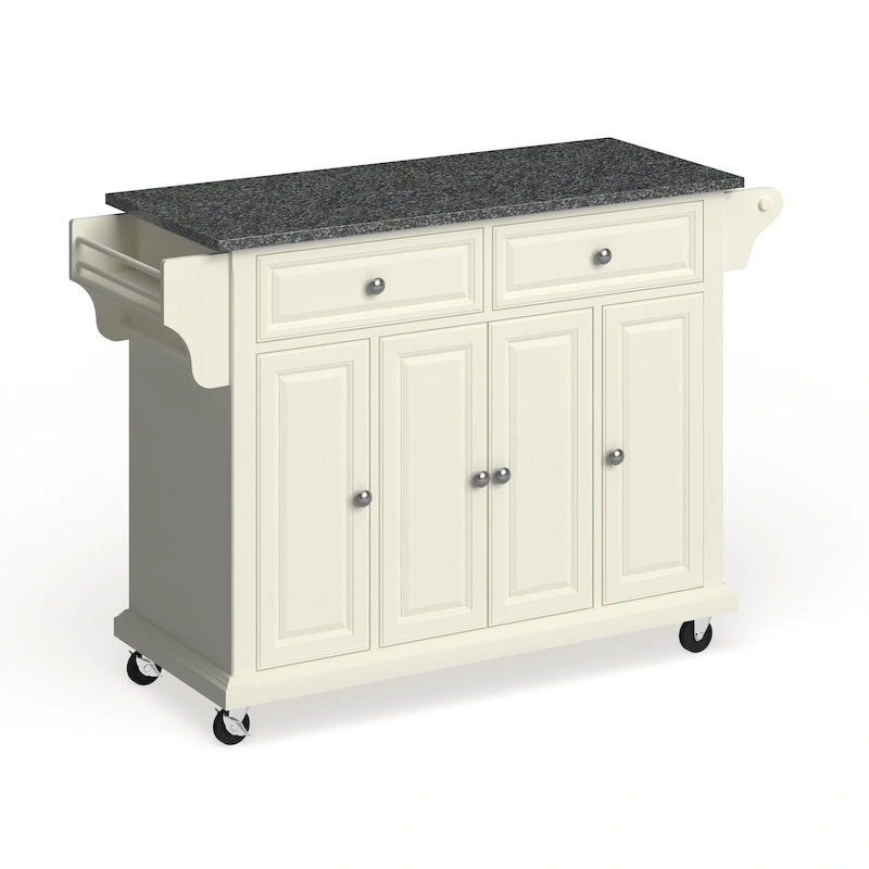 Volwaardige witte keukenkar met granieten blad - 18D x 51.5W x 36H inch