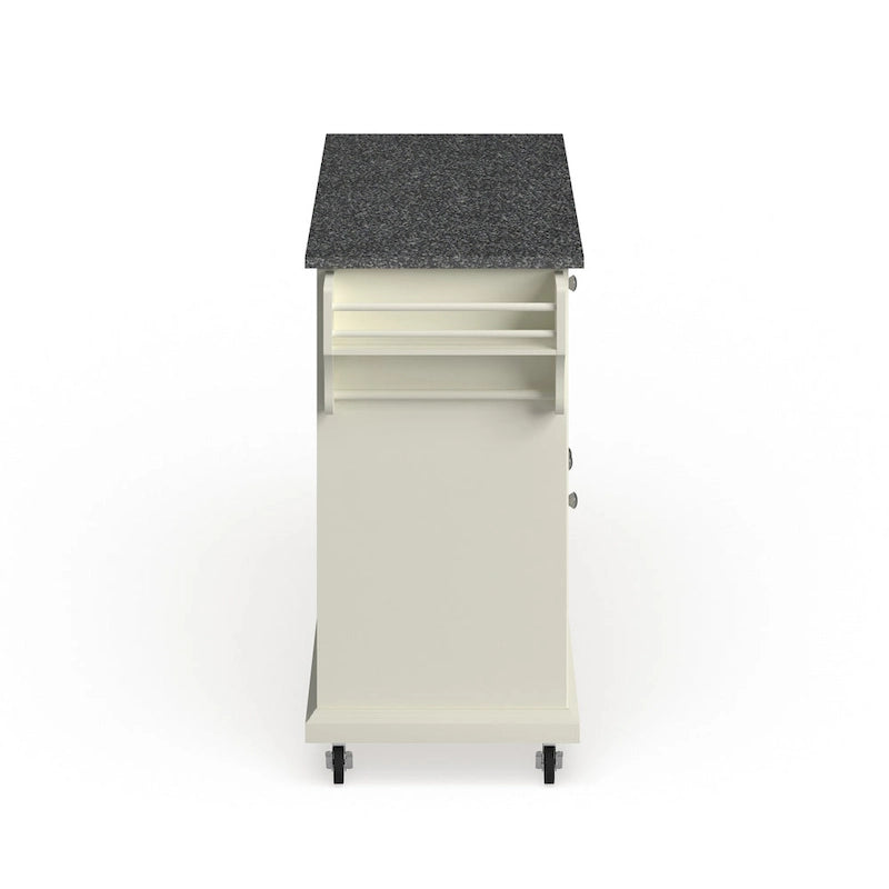 Volwaardige witte keukenkar met granieten blad - 18D x 51.5W x 36H inch