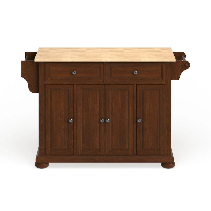 Desserte-îlot de cuisine pleine dimension avec plateau en bois, finition cerisier classique - 18D x 51.5W x 34H pouces