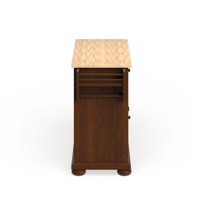 Desserte-îlot de cuisine pleine dimension avec plateau en bois, finition cerisier classique - 18D x 51.5W x 34H pouces