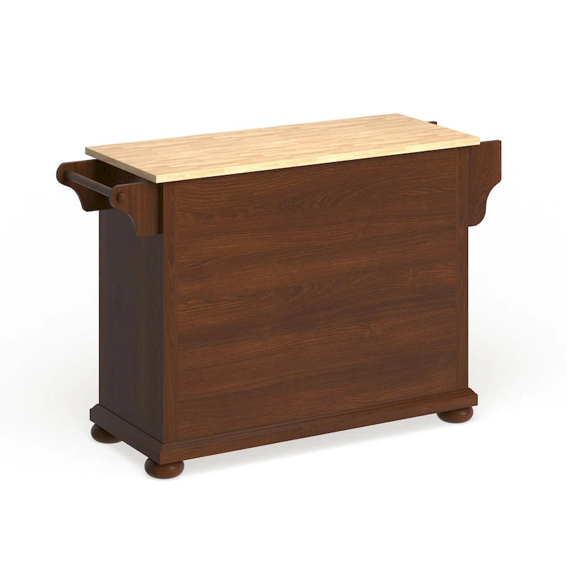 Desserte-îlot de cuisine pleine dimension avec plateau en bois, finition cerisier classique - 18D x 51.5W x 34H pouces