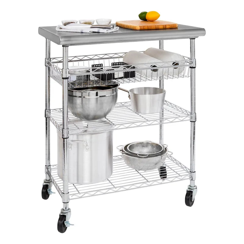 Edelstahl-Servierwagen, NSF-zertifiziert - 30W x 20D x 36H Zoll