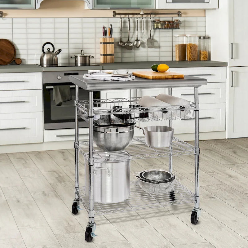 Edelstahl-Servierwagen, NSF-zertifiziert - 30W x 20D x 36H Zoll