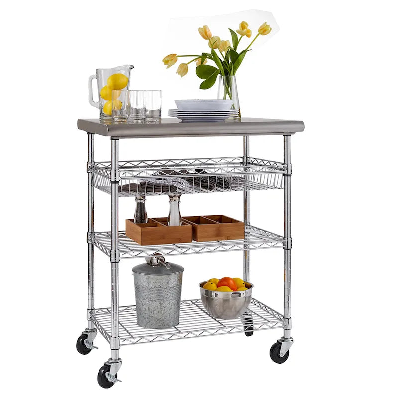 Edelstahl-Servierwagen, NSF-zertifiziert - 30W x 20D x 36H Zoll