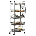 Carrello multiuso portadocumenti a rete a 5 livelli con ruote, 17L x 10W x 41H pollici