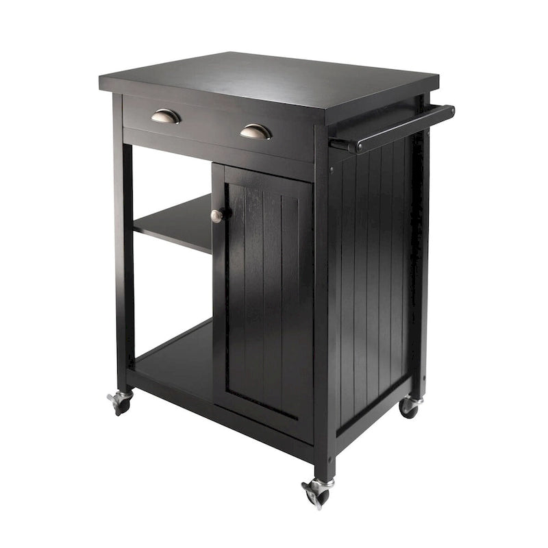 Timber Kitchen Cart, Black - 27.76 x 19.37 x 34.02 inches