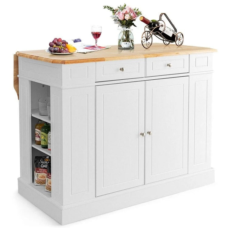 Isla de cocina con almacenamiento y estantes ajustables de 3 niveles - 47L x 36W x 36H pulgadas