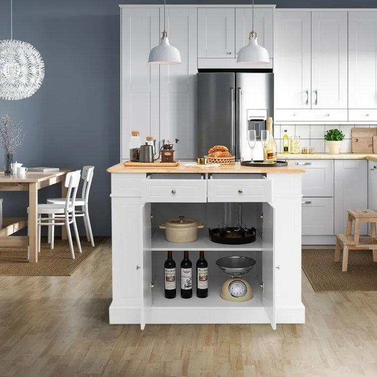 Isla de cocina con almacenamiento y estantes ajustables de 3 niveles - 47L x 36W x 36H pulgadas