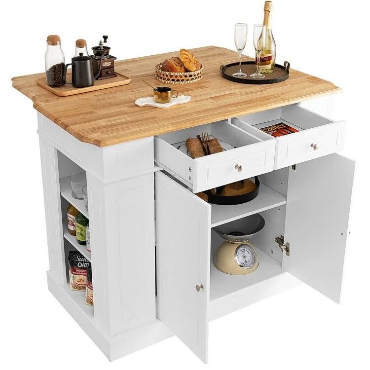 Kücheninsel mit Stauraum und höhenverstellbaren Ablagen auf 3 Ebenen - 47L x 36W x 36H Zoll