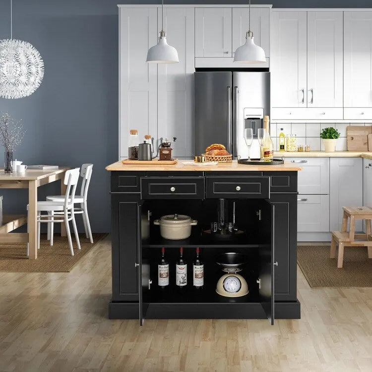 Kücheninsel mit Stauraum und höhenverstellbaren Ablagen auf 3 Ebenen - 47L x 36W x 36H Zoll