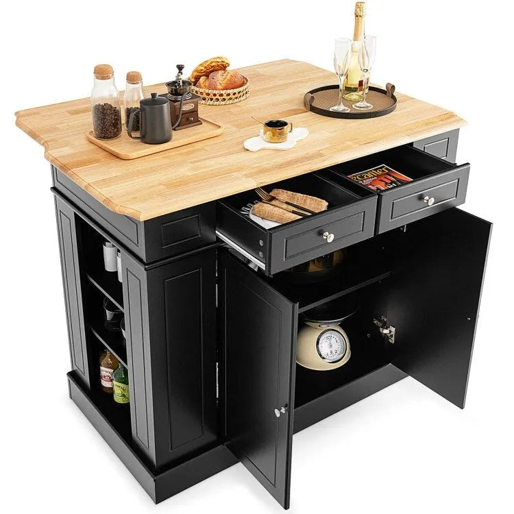 Kücheninsel mit Stauraum und höhenverstellbaren Ablagen auf 3 Ebenen - 47L x 36W x 36H Zoll