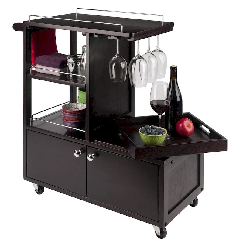 Desserte de divertissement, espresso - 34.25 x 16.77 x 34.37 pouces