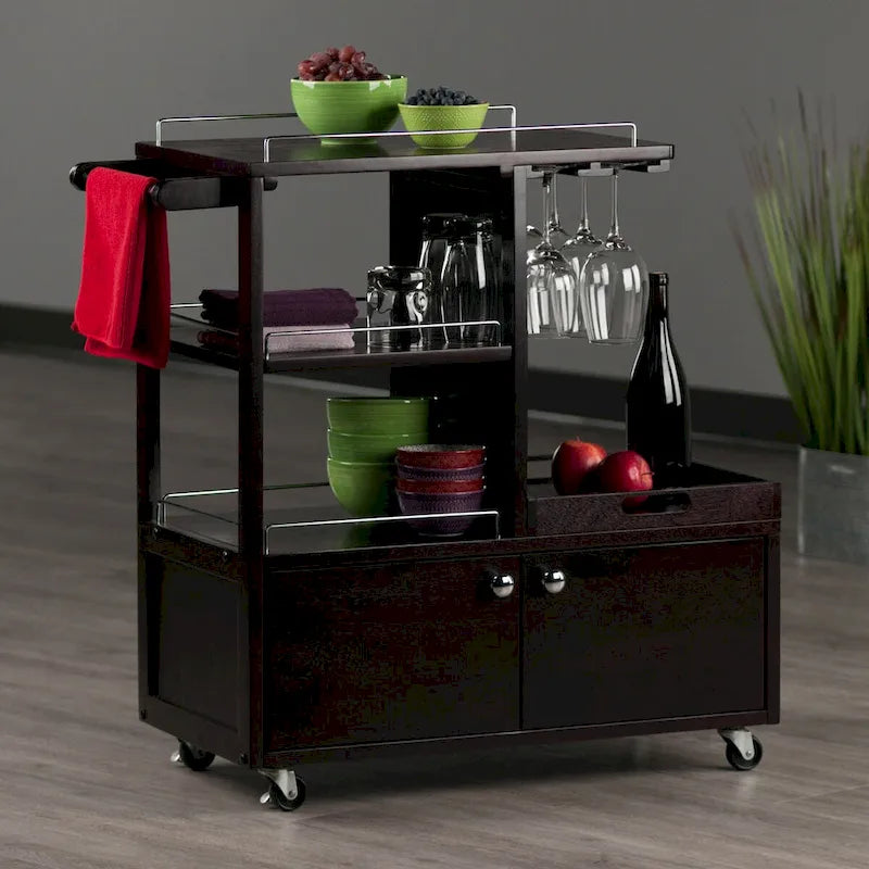 Servierwagen, Espresso - 34.25 x 16.77 x 34.37 Zoll