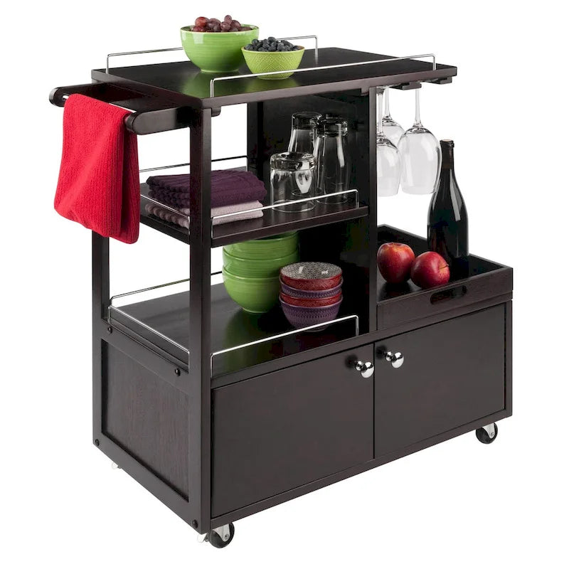 Desserte de divertissement, espresso - 34.25 x 16.77 x 34.37 pouces