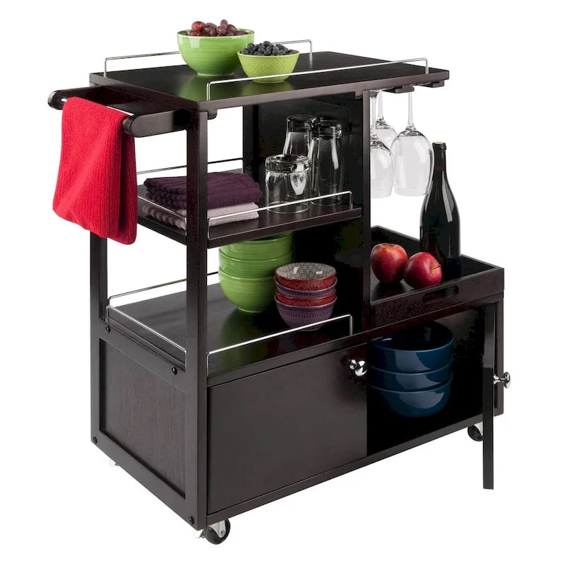 Desserte de divertissement, espresso - 34.25 x 16.77 x 34.37 pouces