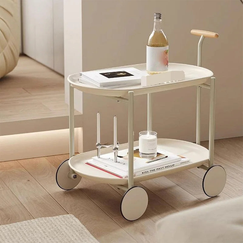Carrito de bar metálico moderno de 2 niveles con ruedas - 15.75L x 22.83W x 27.56H pulgadas