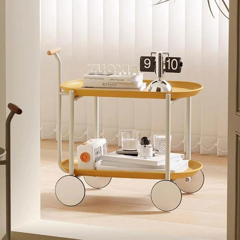 Carrito de bar metálico moderno de 2 niveles con ruedas - 15.75L x 22.83W x 27.56H pulgadas